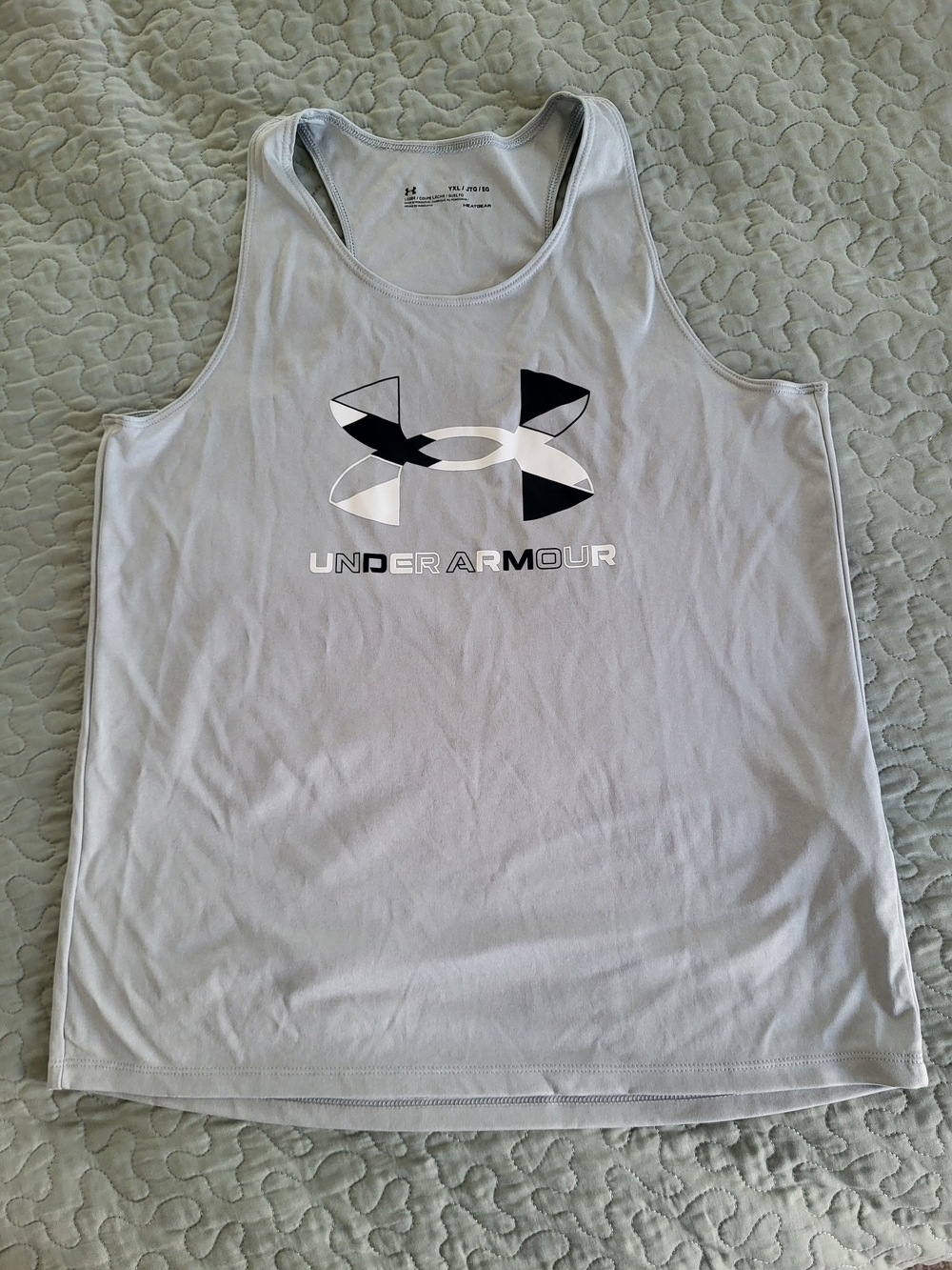 Under Armour Light Gray Tank Top with Black & White Logo